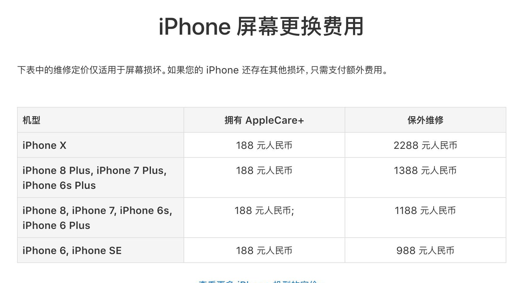 iPhone X屏幕碎了，维修要多少钱？